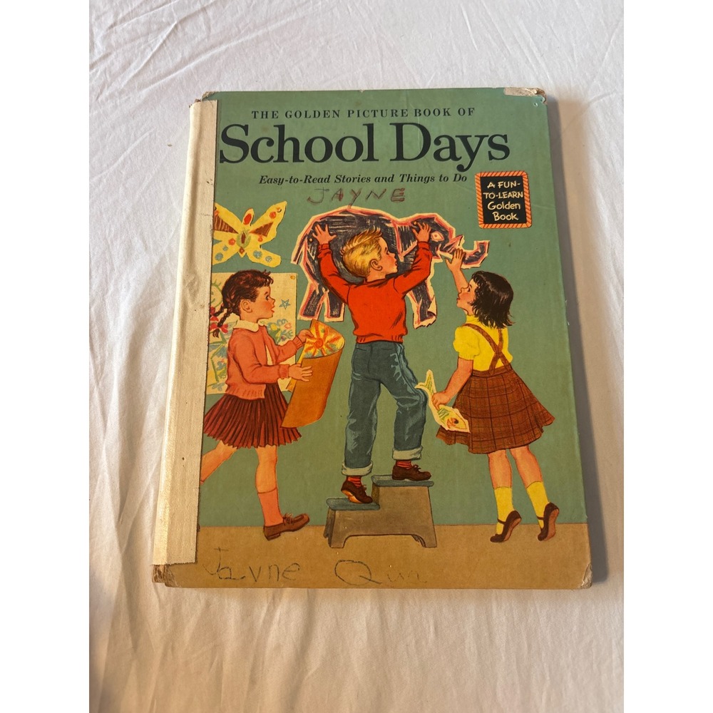 Golden Books School Days Vintage Fun-To-Learn Hardcover Fair Retro Illustrations